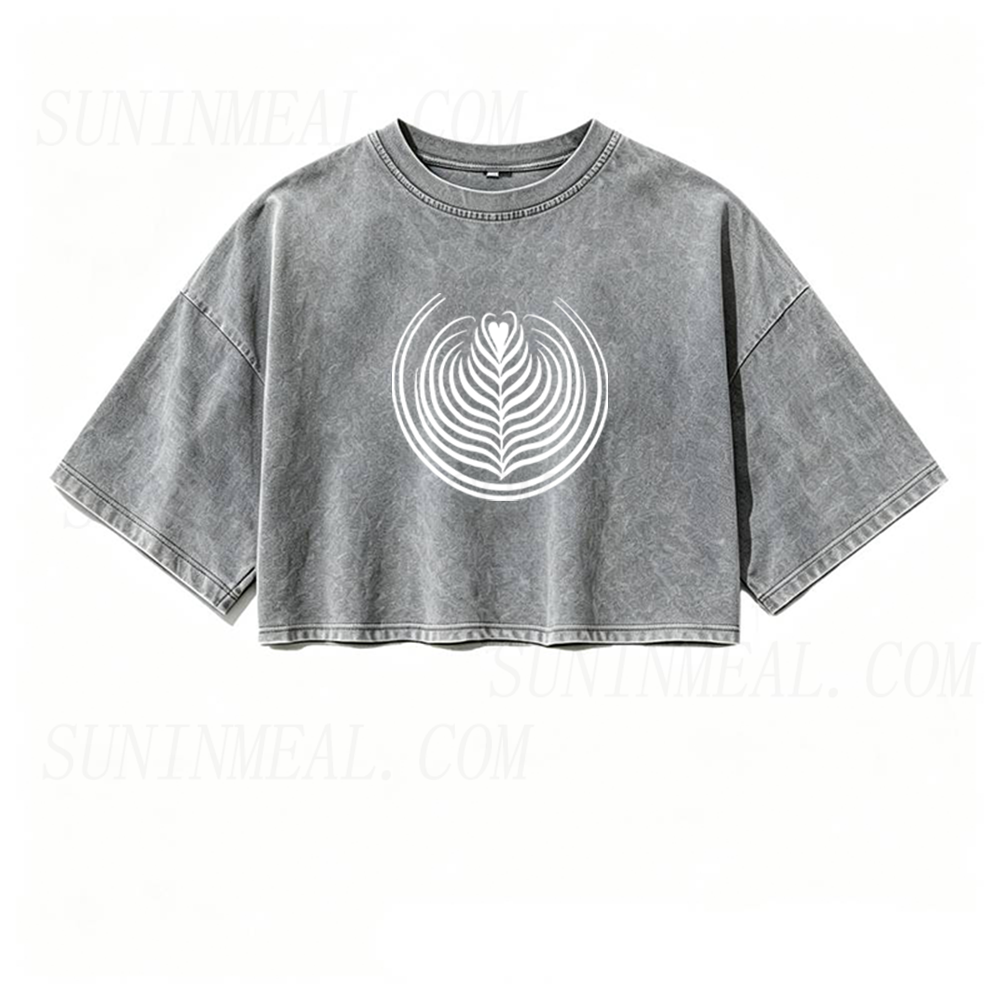 Coffee Latte Art Oversized Crop Tee