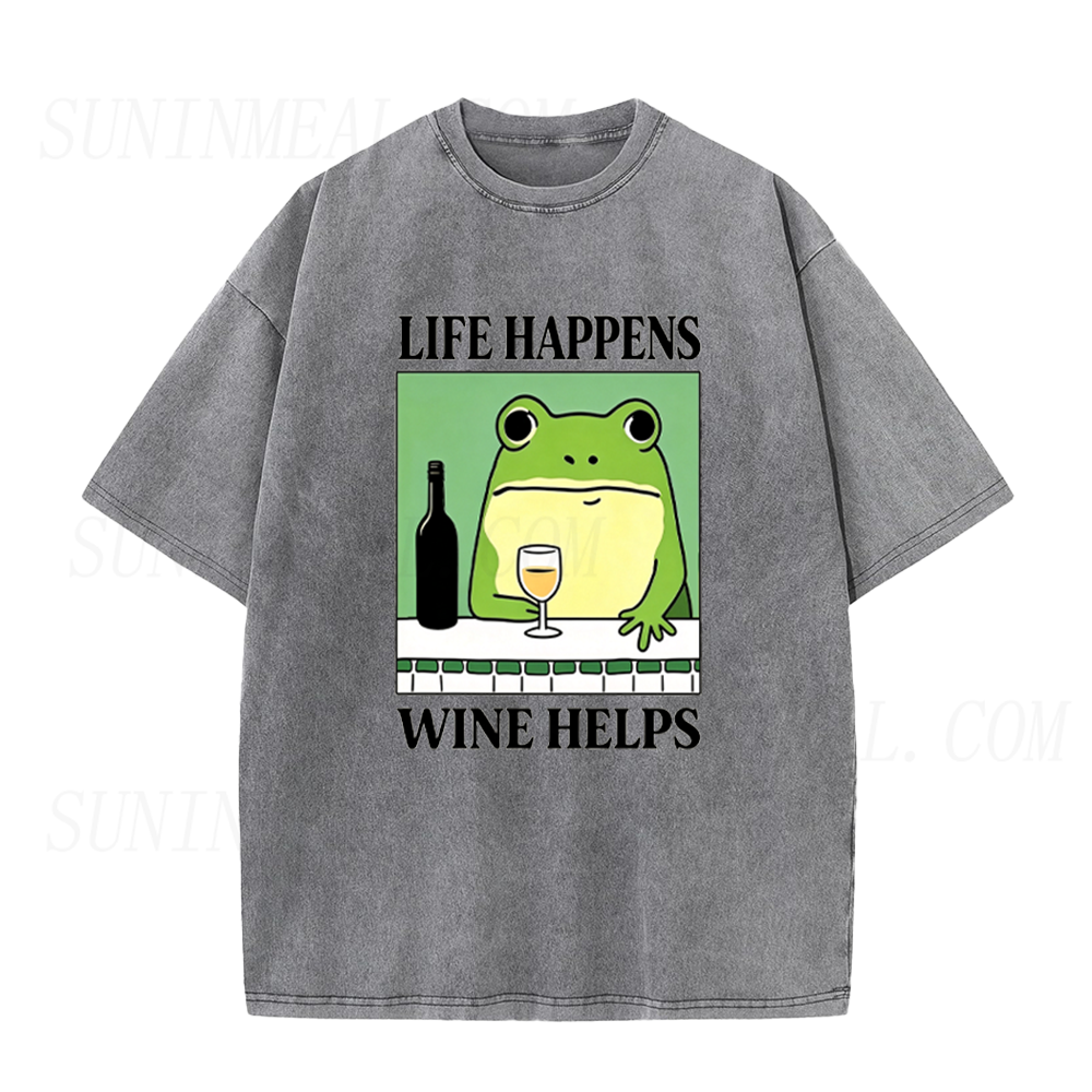 Life Happens Wine Helps Frog Unisex Tee