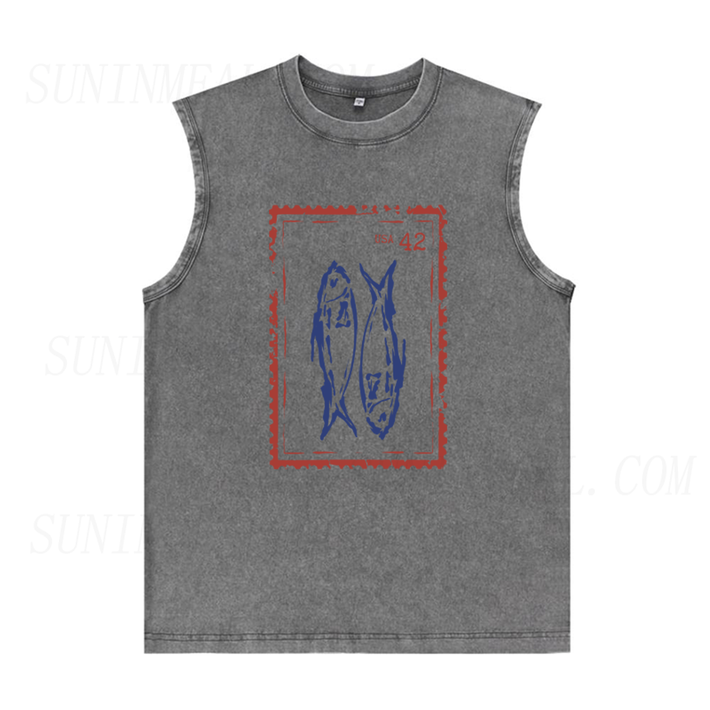Fish Vintage Stamp Unisex Tank Top