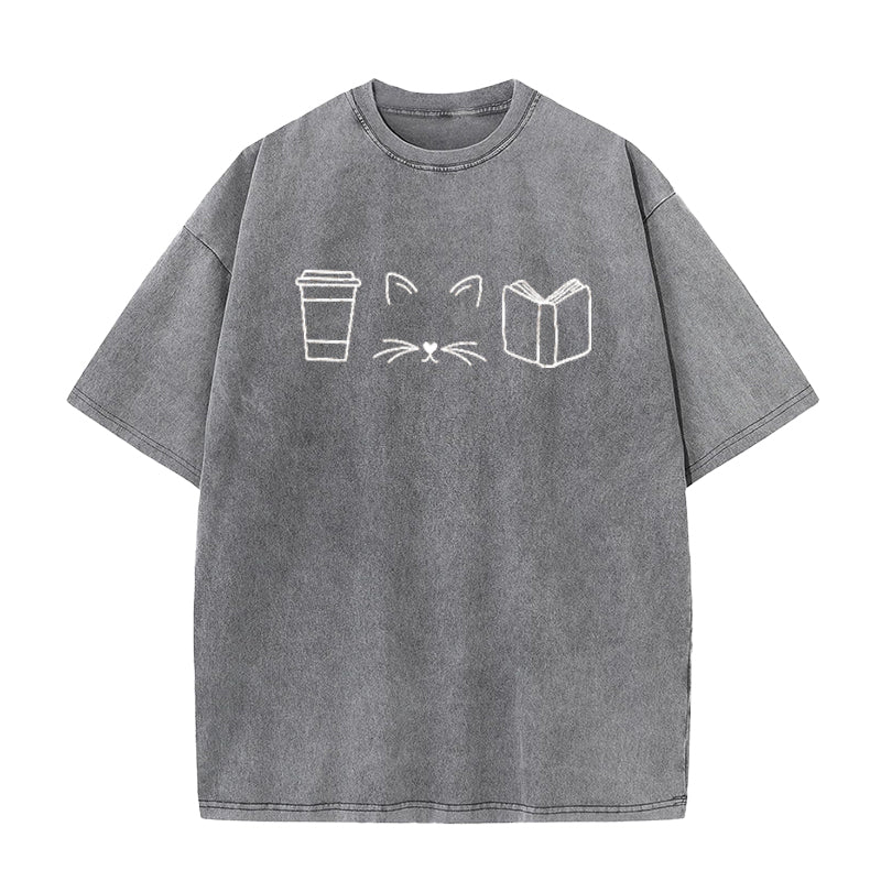 Cats Coffee Books Unisex Tee
