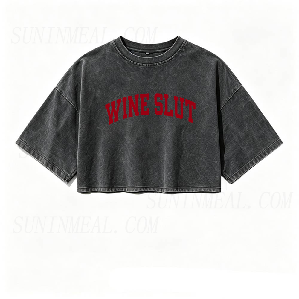 Wine Slut Oversized Crop Tee
