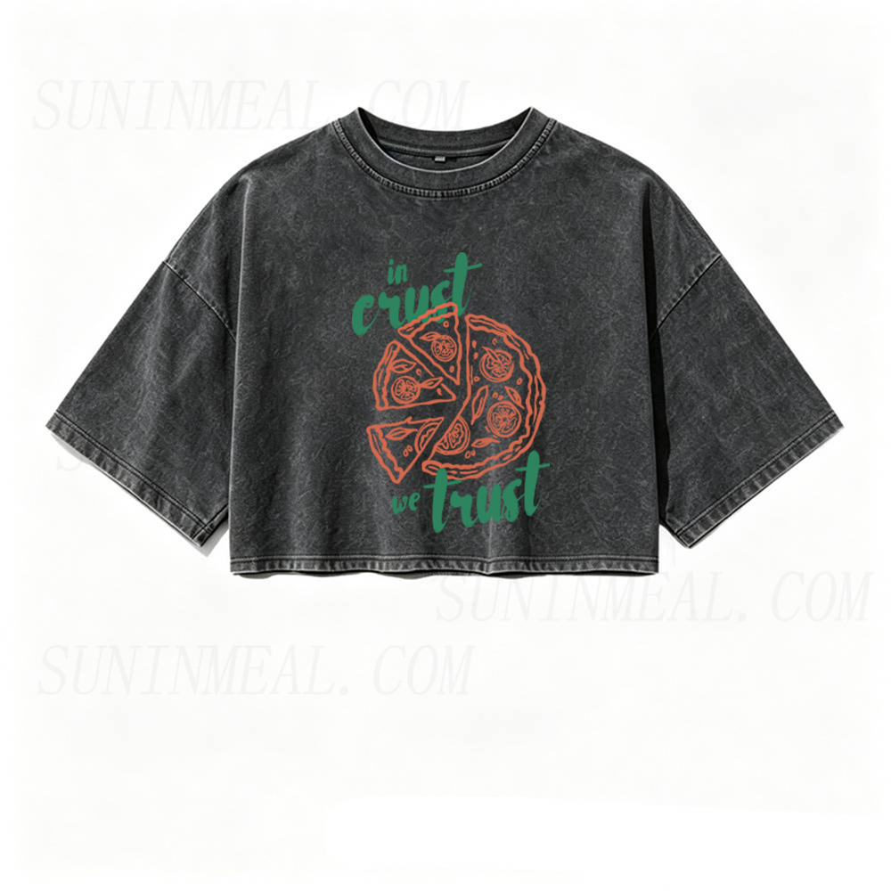In Crust We Trust Oversized Crop Tee