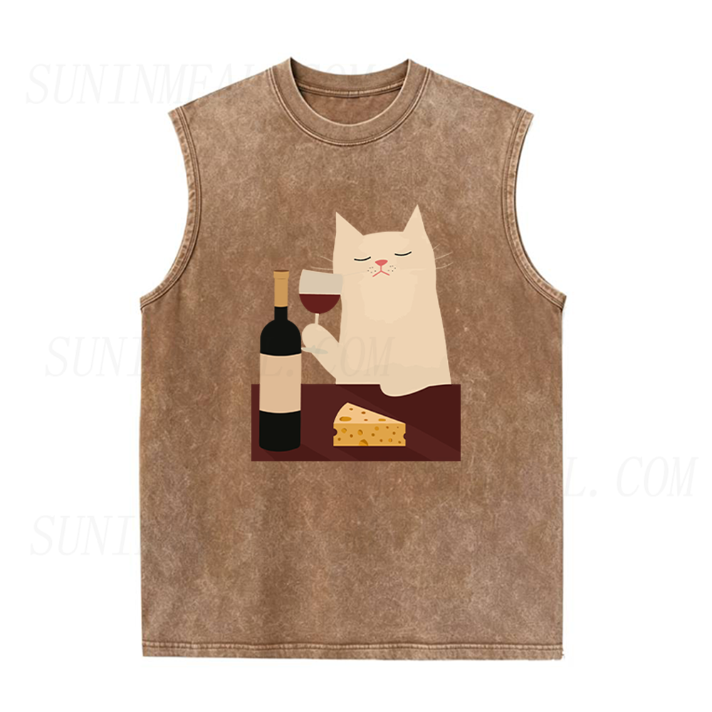 White Cat Wine Unisex Tank Top