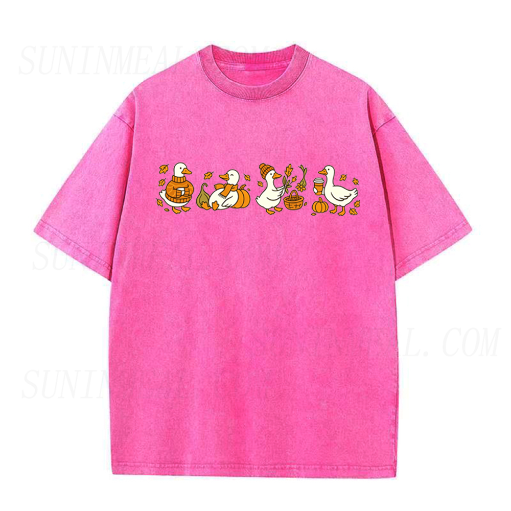 Fall Cute Goose Pumpkin Unisex Tee