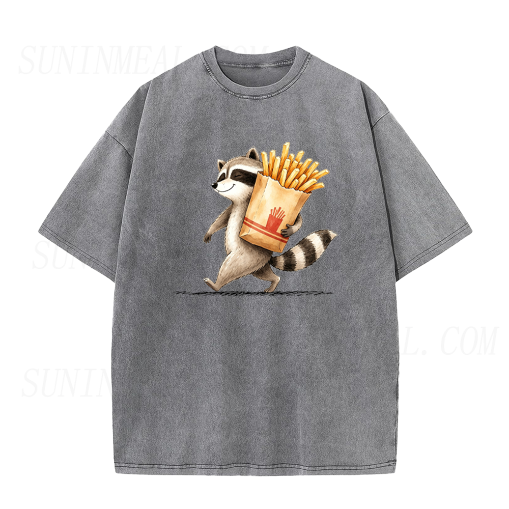Happy Raccoon With French Fries Unisex Tee