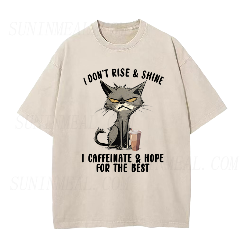 I Don't Rise And Shine Cat Coffee Unisex Tee
