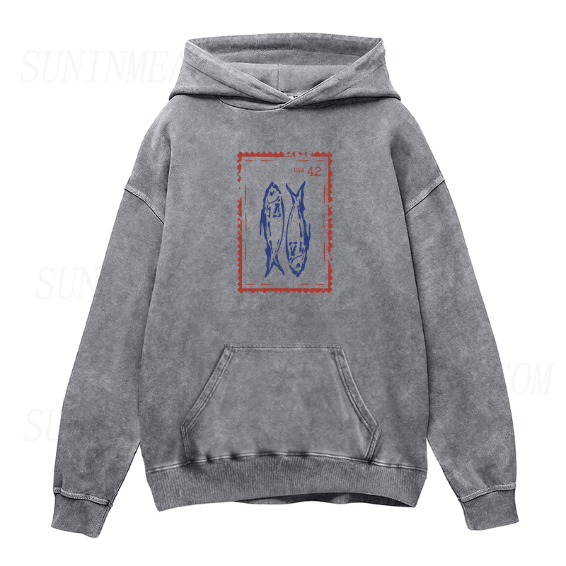 Fish Vintage Stamp Unisex Hoodie