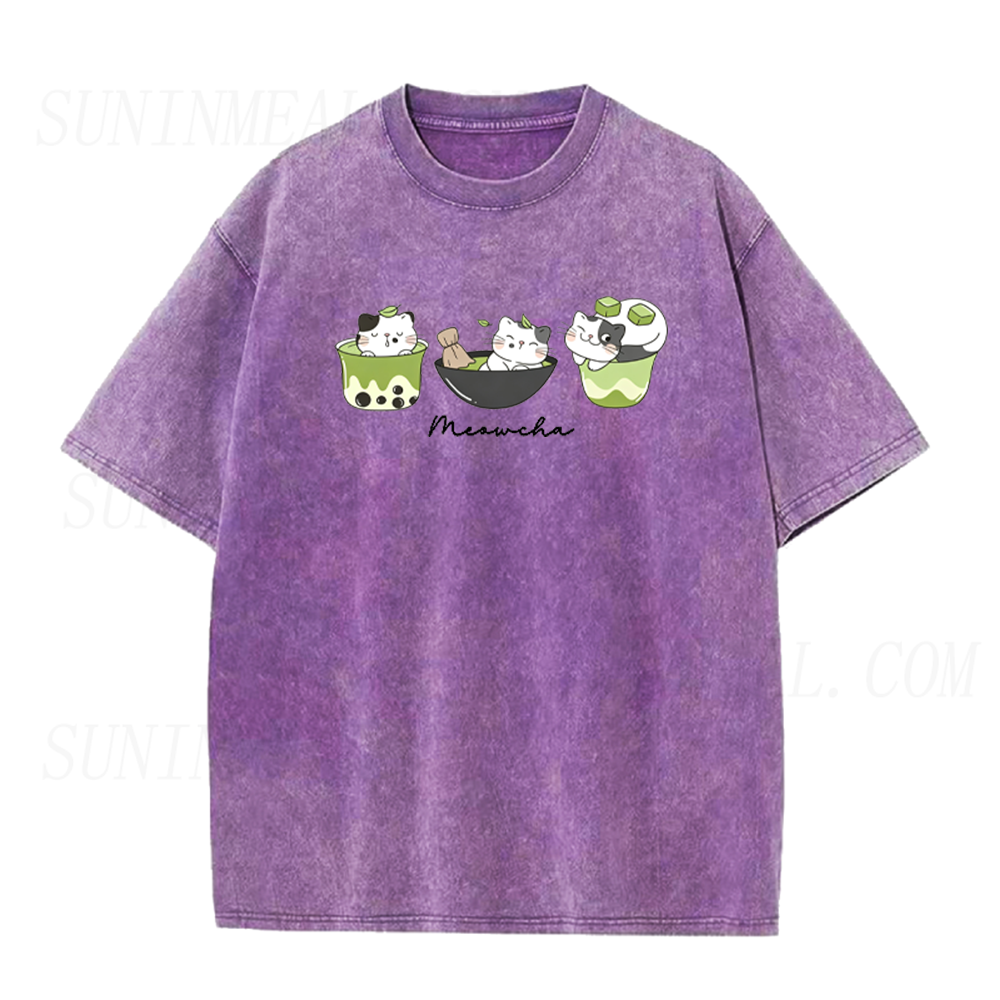Cute Cat & Matcha Drink Unisex Tee