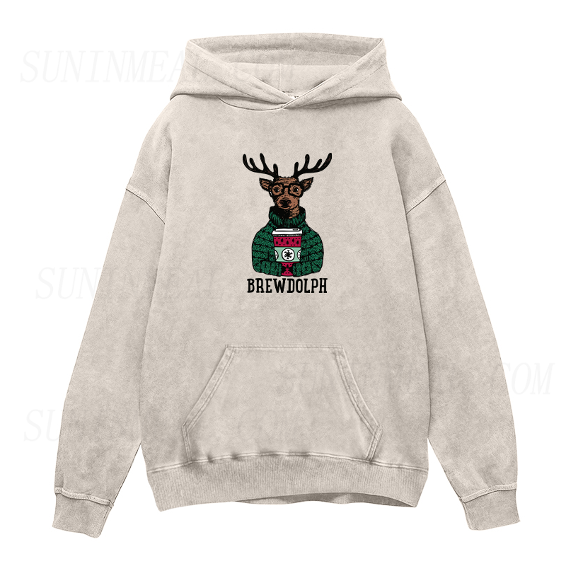 Brewdolph Reindeer Coffee Christmas Unisex Hoodie