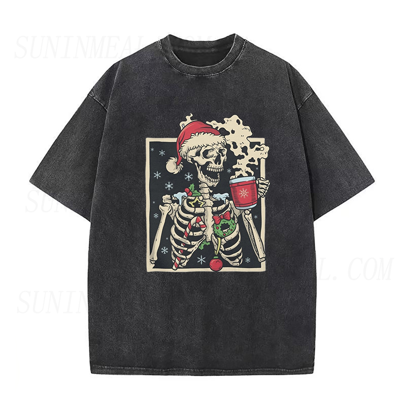 Dead Inside Skeleton Coffee Christmas Unisex Tee