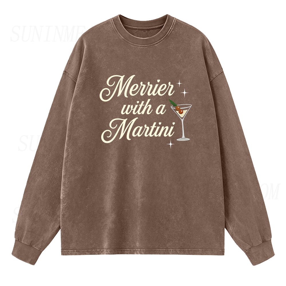 Merrier with A Martini Long Sleeve Unisex Tee
