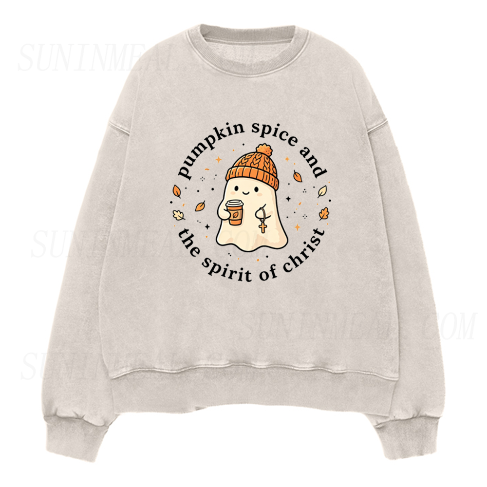 Pumpkin Spice and The Spirit of Christ Ghost Unisex Crewneck Sweatshirt