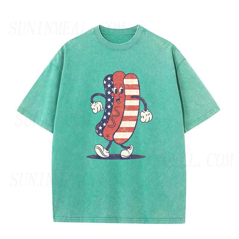 American Flag Hot Dog Mascot Unisex Tee