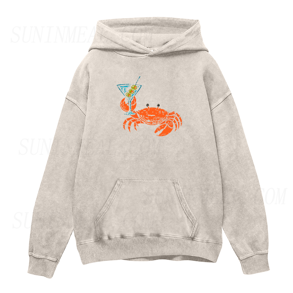 Funny Crab Holding Cocktail Unisex Hoodie