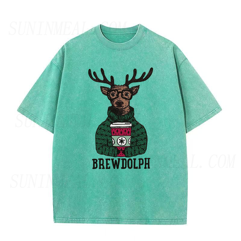 Brewdolph Reindeer Coffee Christmas Unisex Tee