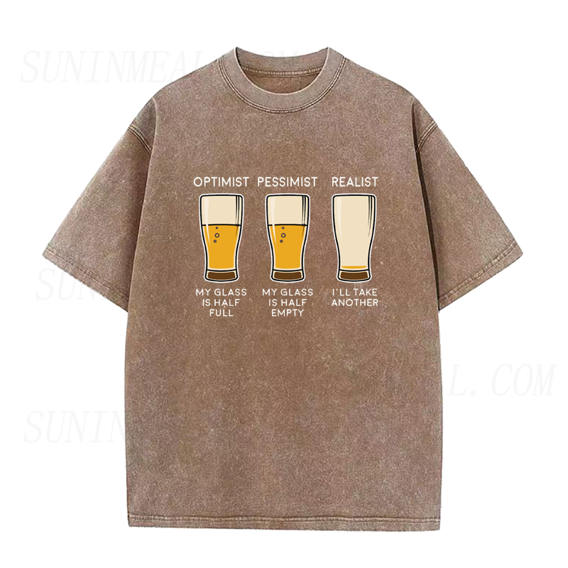 Beer Drinker Optimist and Realist Unisex Tee