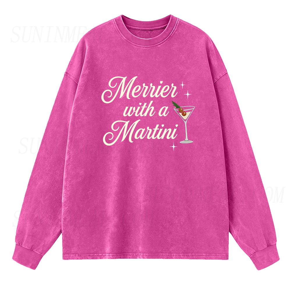 Merrier with A Martini Long Sleeve Unisex Tee