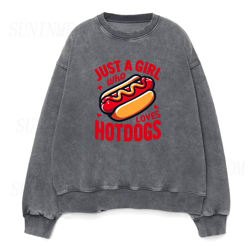 Just A Girl Who Loves Hot Dogs Unisex Crewneck Sweatshirt