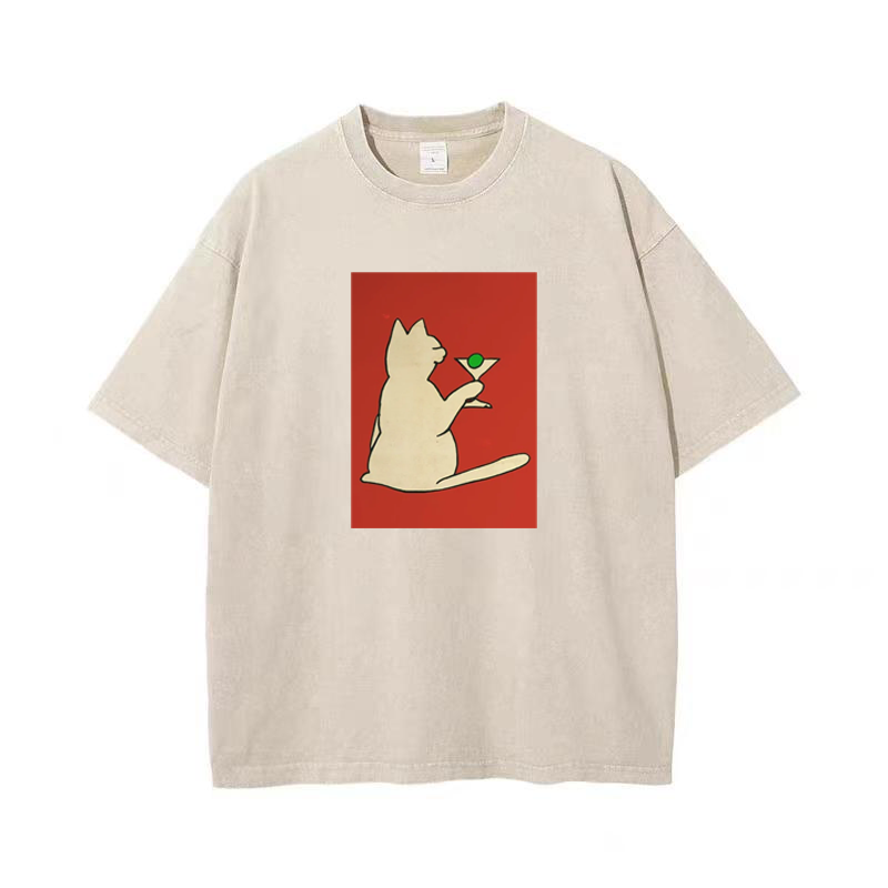 Red Cat with Martini unisex Tee