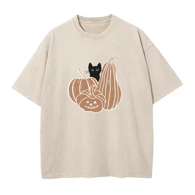 Halloween Cat and Pumpkin Unisex Tee