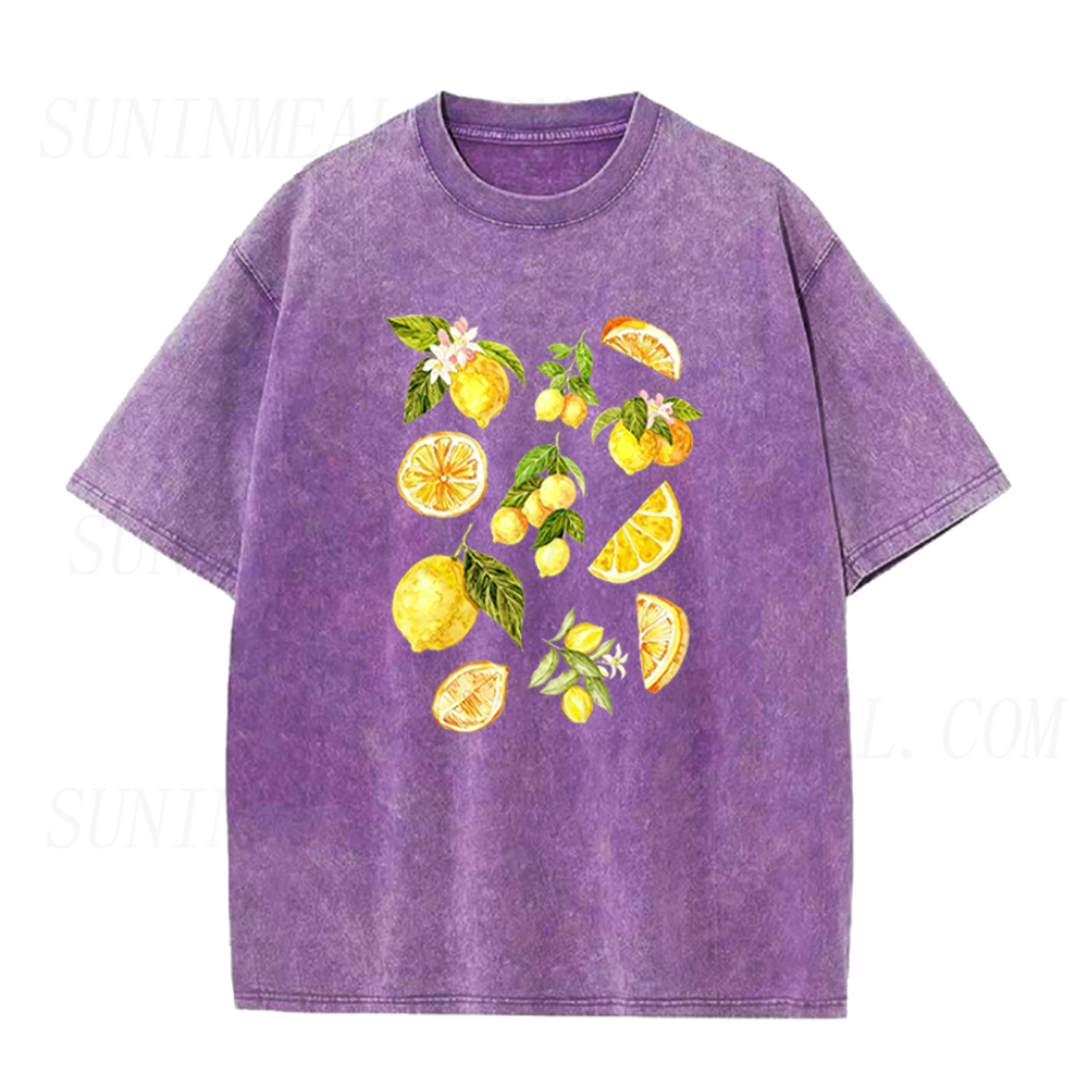 Retro Botanical Lemon Slices & Blossoms Unisex Tee