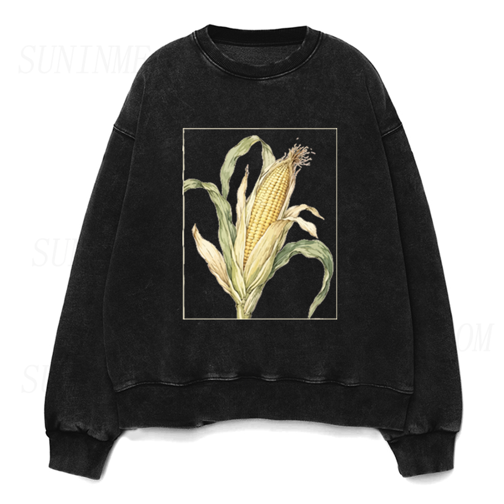Vintage Botanical Corn Ear Illustration Unisex Crewneck Sweatshirt