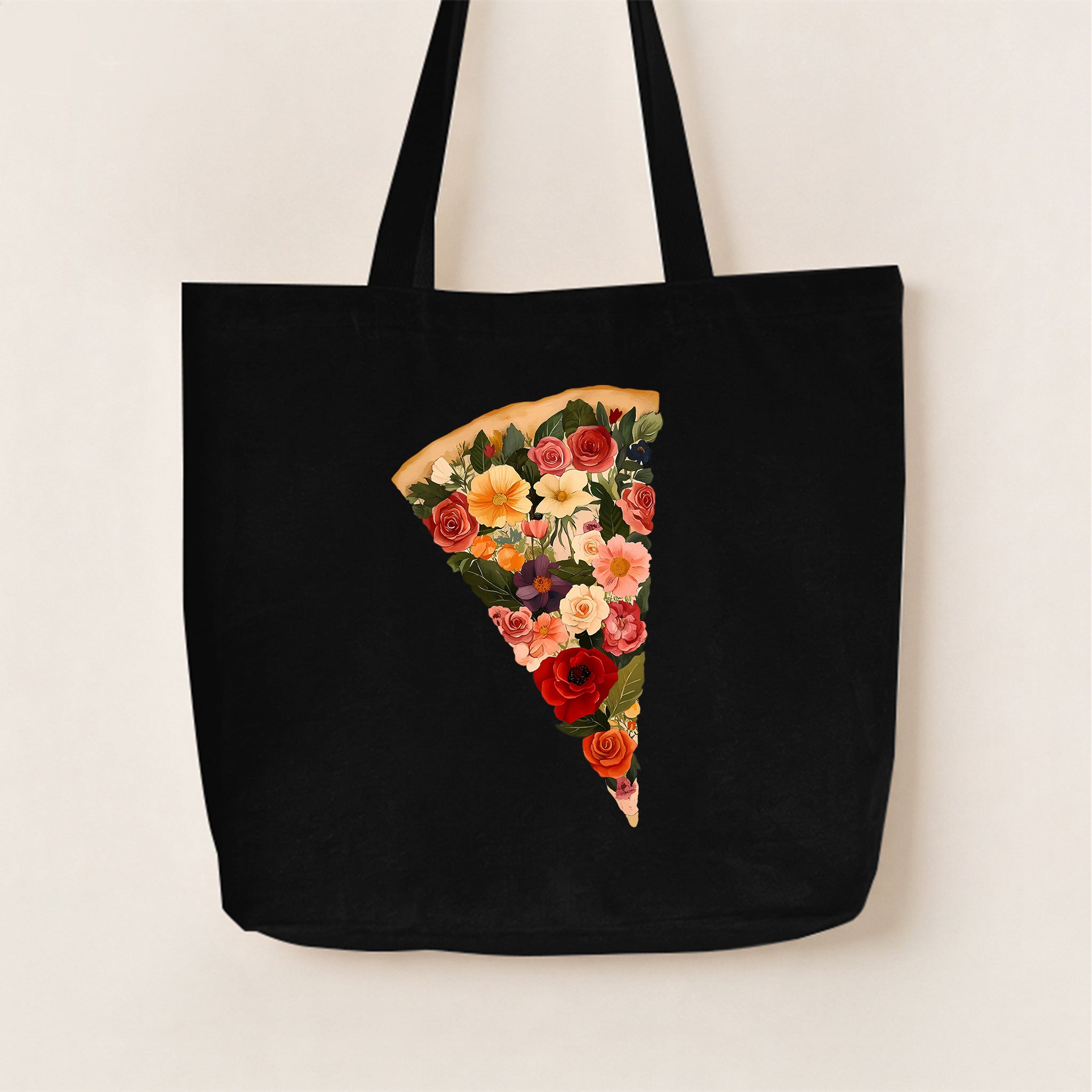 Flowers Pizza Canvas Tote Bag