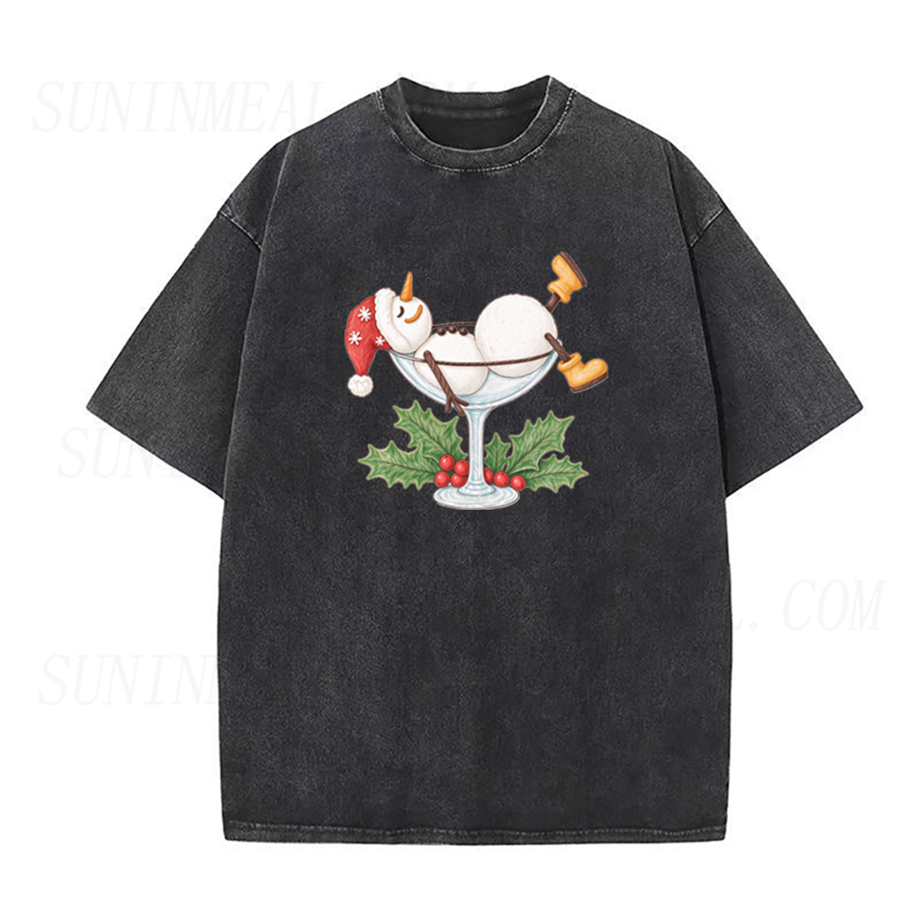 Christmas Snowman Martini Holiday Unisex Tee