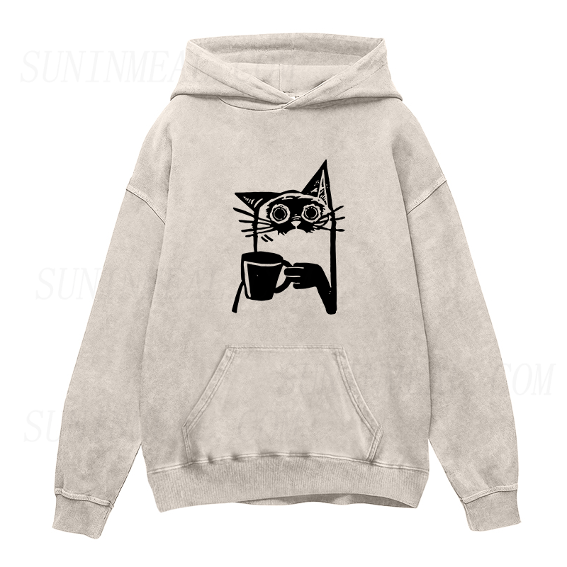 Cat Drinking Coffee Unisex Hoodie