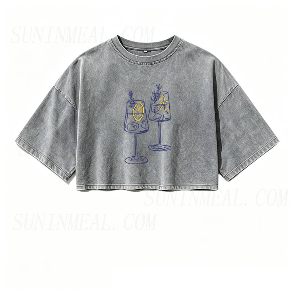 2 Cocktails Oversized Crop Tee