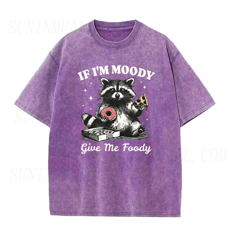 Retro Raccoon If I'm Moody Give Me Foody Tee
