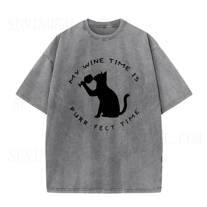 Cat Drinking Wine Unisex Tee