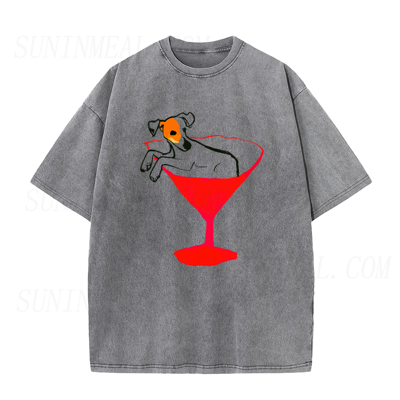 Jack Russell Dog with Red Martini unisex Tee