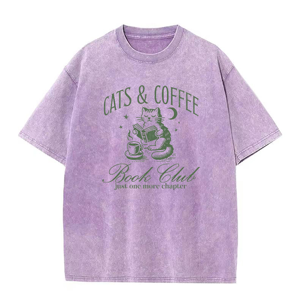 Coffee Cat and Book Lovers Unisex Tee