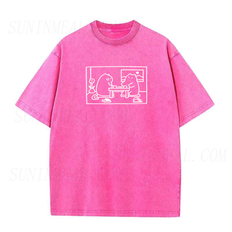 Two Cats At Table Unisex Tee