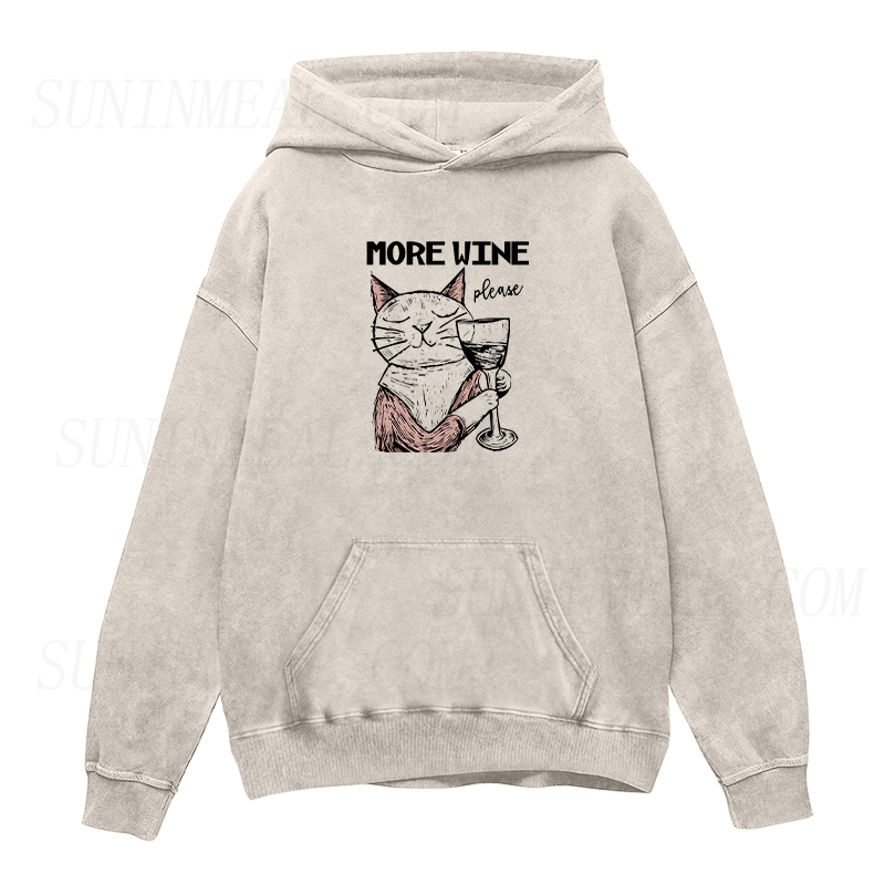 More Wine Please Cat Unisex Hoodie