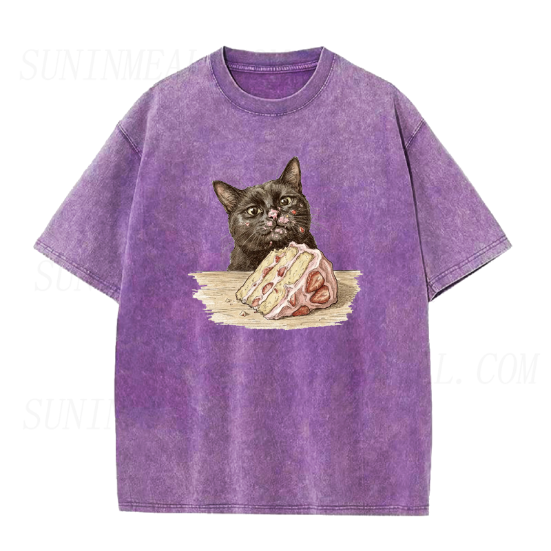 Black Cat Eating Cake Unisex Tee