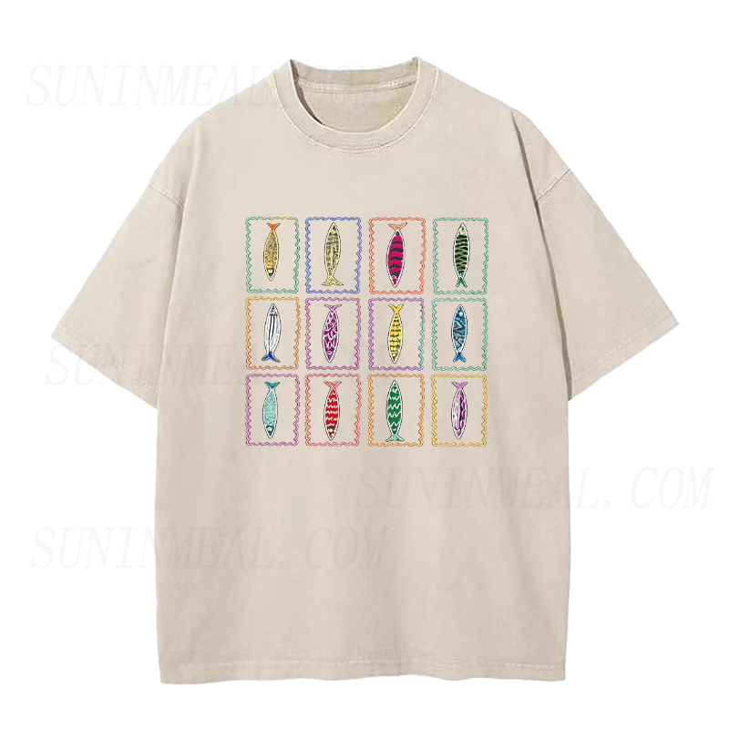 Vintage Sardine Stamp Collection Unisex Tee