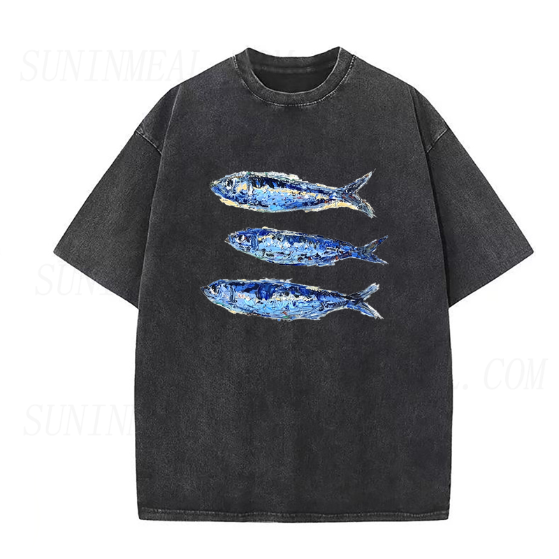 Oil Painting Style Sardines Unisex Tee