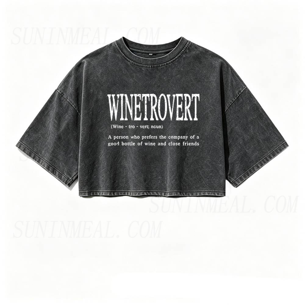 Funny Wine Definition Oversized Crop Tee
