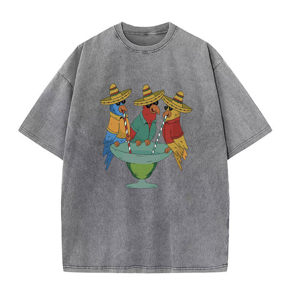 Parrots Drinking Margarita Unisex Tee