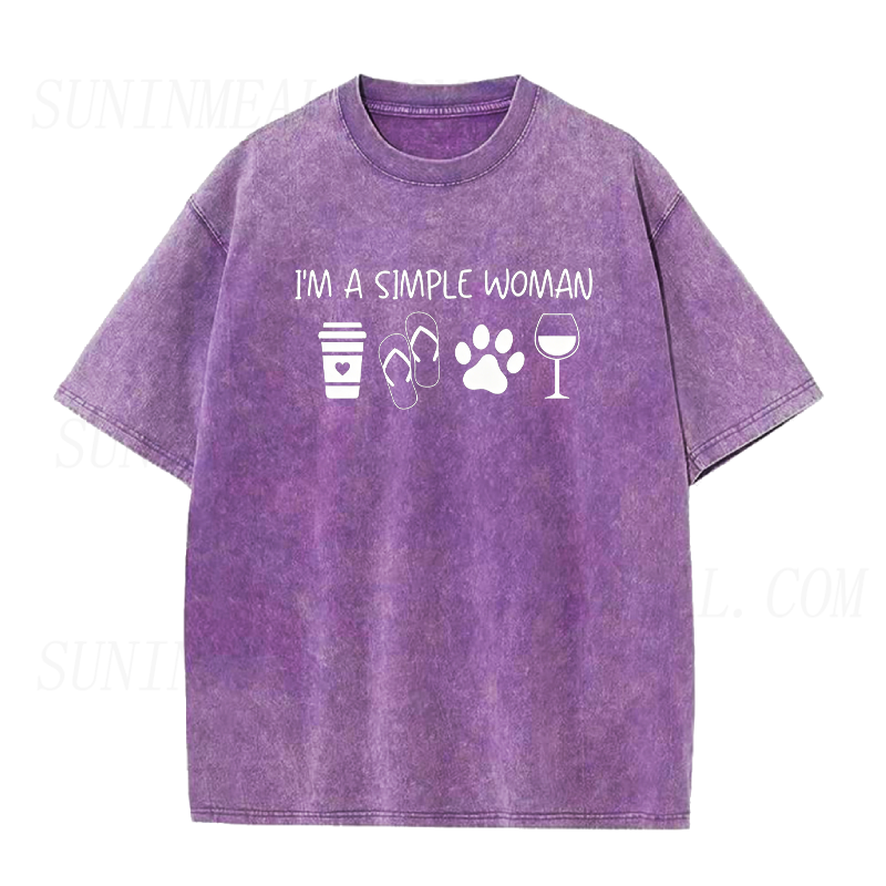 I'm A Simple Woman Coffee Flip Flops Dogs & Wine Unisex Tee