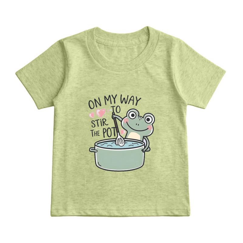 Funny Frog Stirring Pot Kids T-Shirt