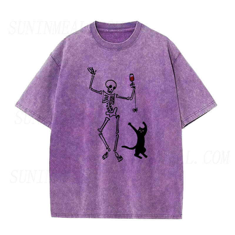 dancing skeleton and cat Unisex Tee