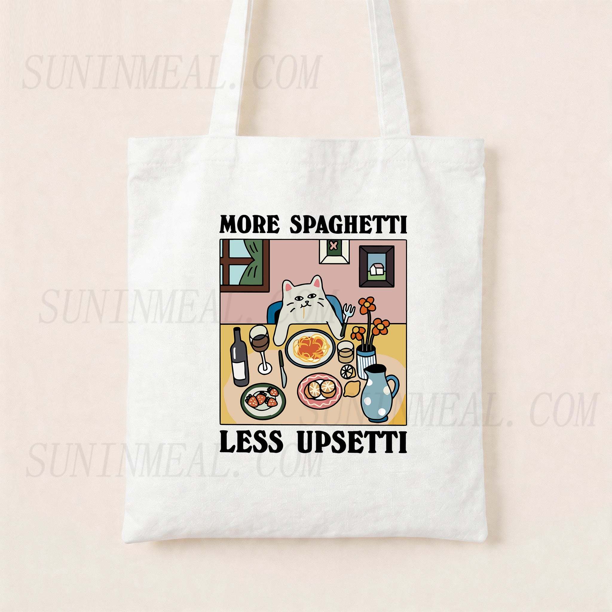 More Spaghetti Less Upsetti Canvas Tote Bag
