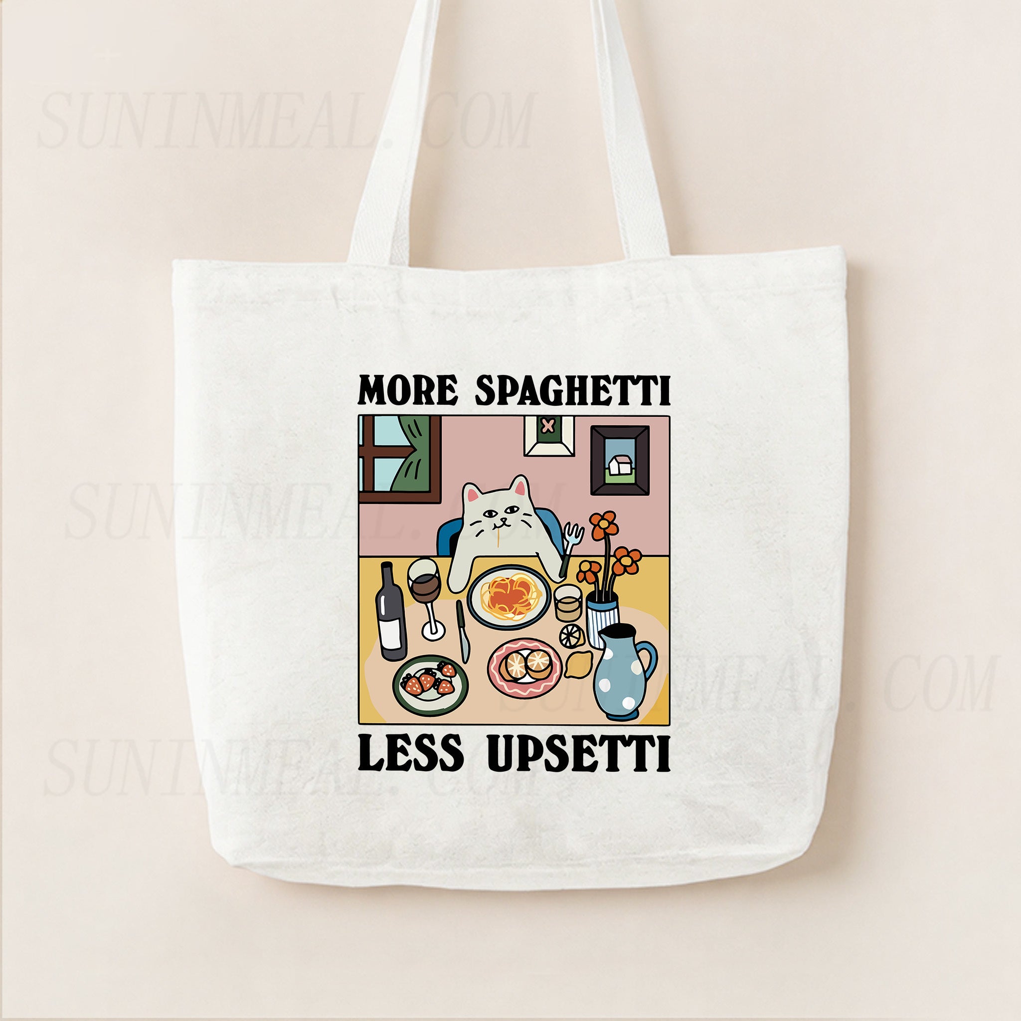 More Spaghetti Less Upsetti Canvas Tote Bag