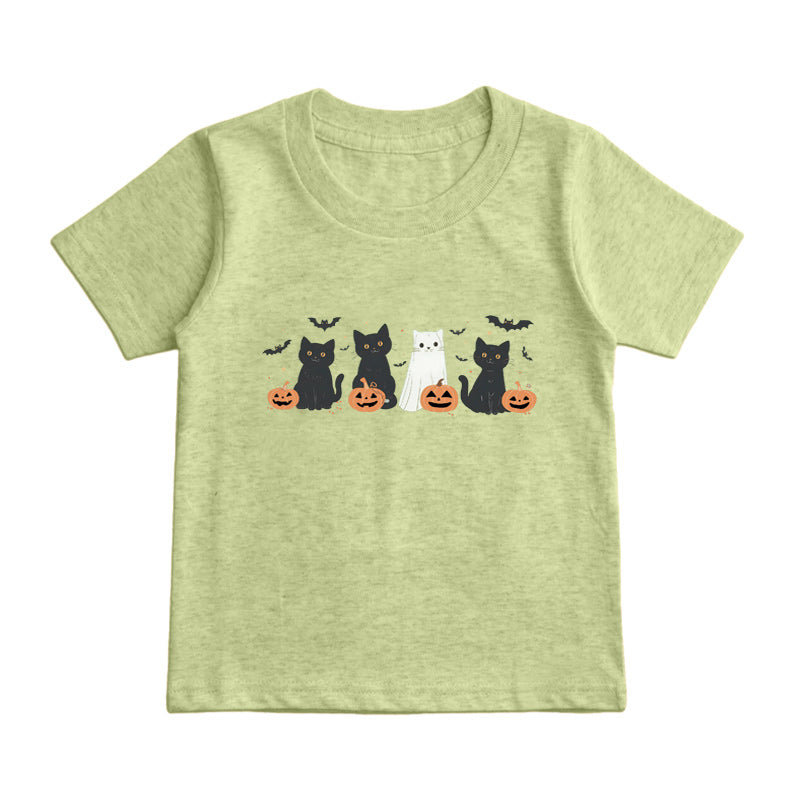 Halloween Ghost Cat Kids T-Shirt