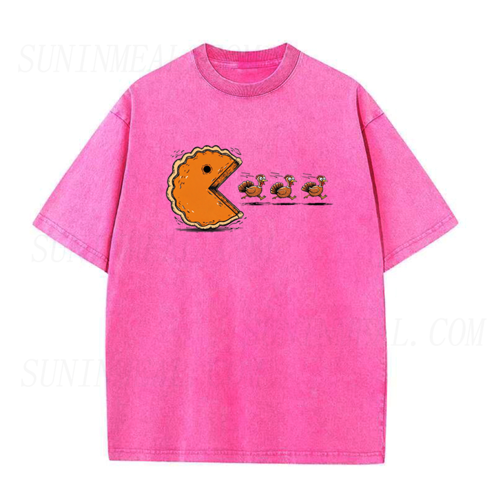 Funny Pumpkin Pie Chasing Turkeys Unisex Tee