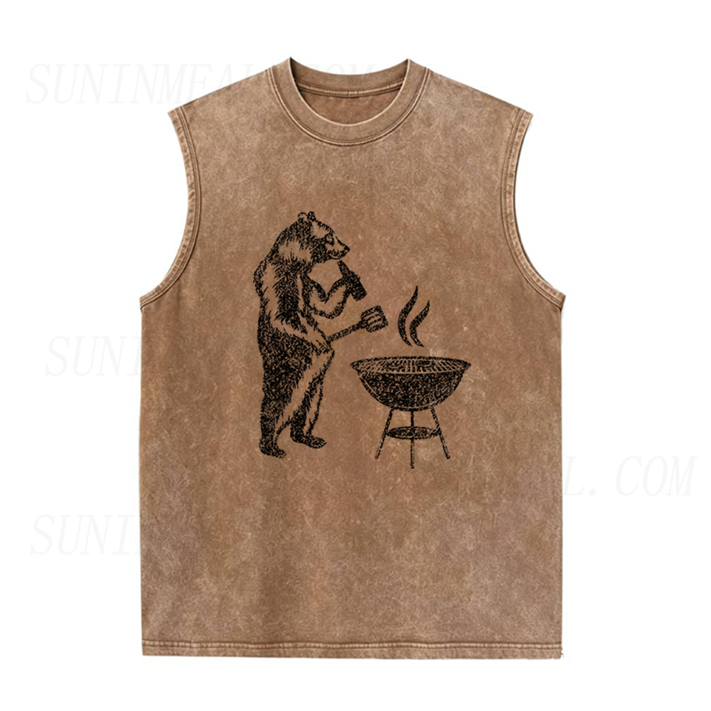 Wild Grizzly Bear BBQ Unisex Tank Top