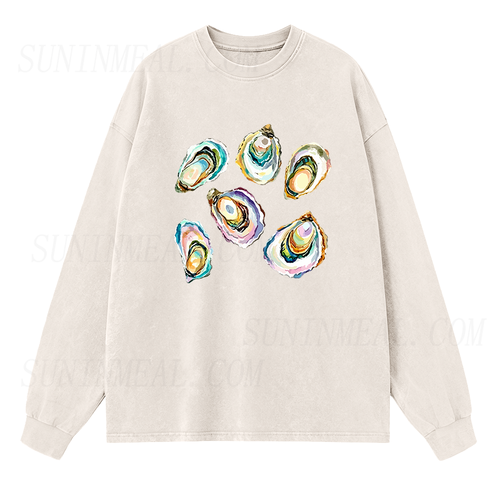 Watercolor Oyster Long Sleeve Unisex Tee
